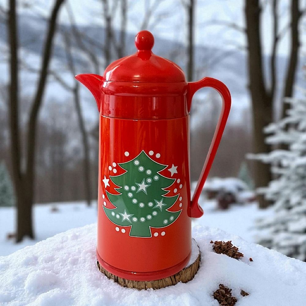 Waechtersbach Thermal Carafe Christmas Tree‎ 1 Liter Vacuum Red Hot Cold Vintage